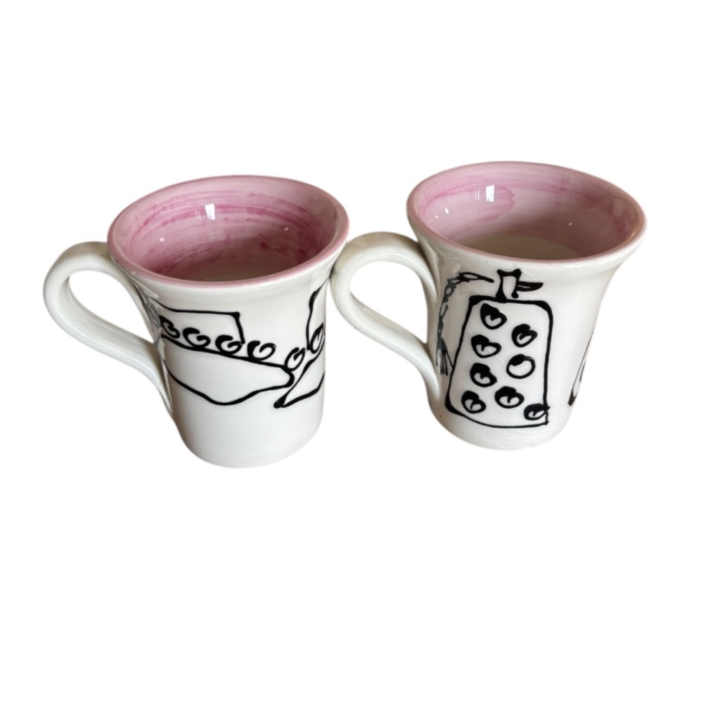 Set of 2 - Made in Italy - Handpainted Mugs